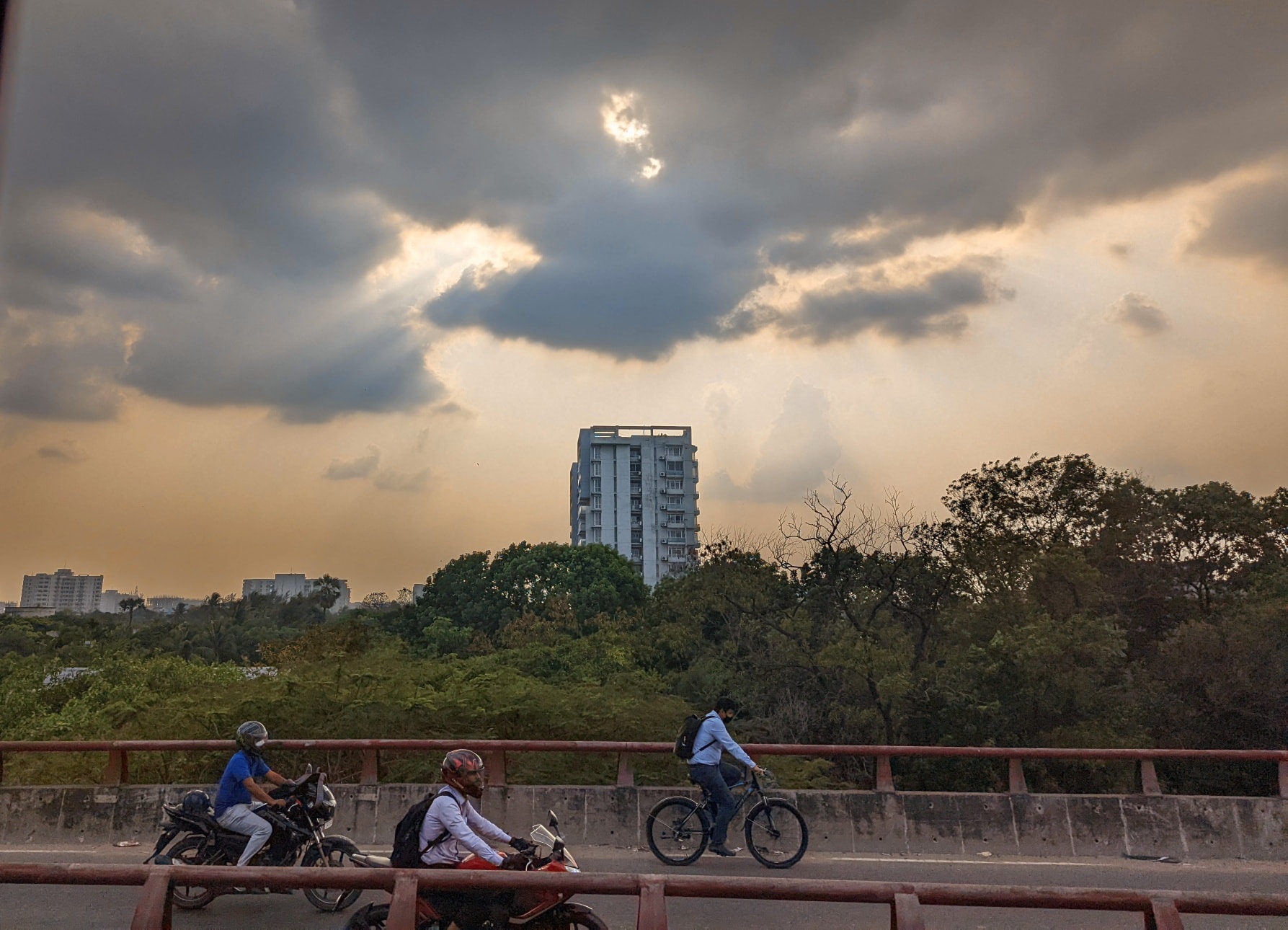 Cyclist and Evening Sky